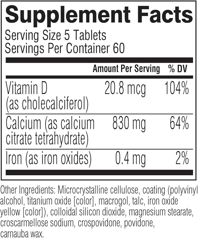 Swisse Calcium with Vitamin D3 and Citrate 830mg | Supplement for Women &amp Men | Bone Strength Support | Calcio | 300 Tablets | 2-Month Supply
