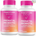 Pink Stork Prenatal Probiotics for Women - Vitamin B6 Prebiotics Morning Sickness Gut Microbiome Pregnancy Probiotic Immune Support Pregnancy Must Haves - 60 Capsules