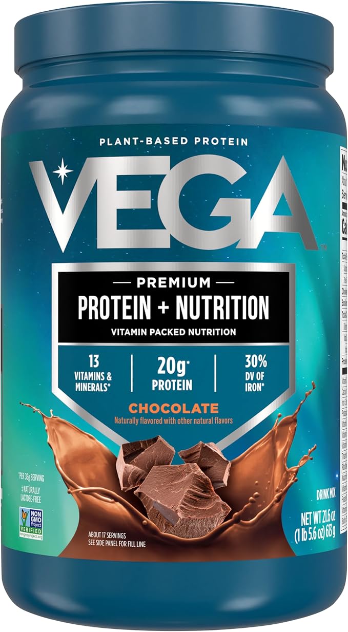 Vega Protein + Nutrition - 20g Plant-Based Pea Protein Chocolate 17 Servings Vegan Keto Superfood Antioxidant-Rich Gluten Free Dairy Free Low Carb 1.4lbs (Packaging May Vary)