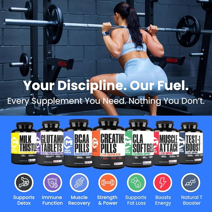 Crazy Muscle CLA 1000mg Conjugated Linoleic Acid Fat Burner for Weight Management &amp Muscle Definition High Potency Keto-Friendly Non-Stimulant CLA Supplement Non-GMO 120 Serving Softgels