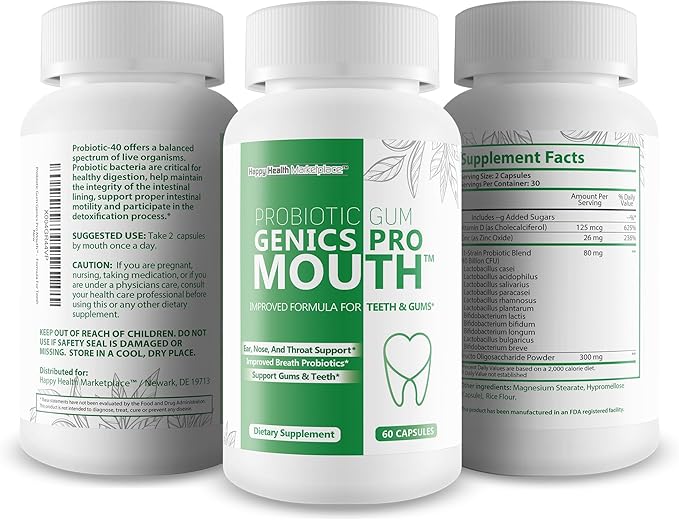 Probiotic Gum Genics Pro Mouth - Our Best Oral Probiotics for Teeth and Gums - Healthy Gumgenics Teeth Health Supplement - Best Breath Oral Probiotic Teeth Enamel Support - Healthy Teeth Probiotic
