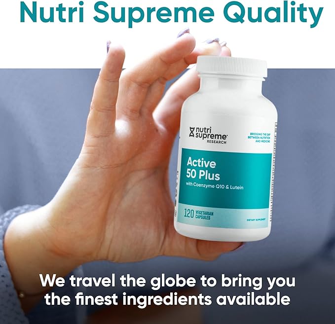 Nutri Supreme Active 50 Plus CoQ10 Lutein ALA and Turmeric Advanced Formula for Healthy Aging and Vitality 120 Vegetable Capsules