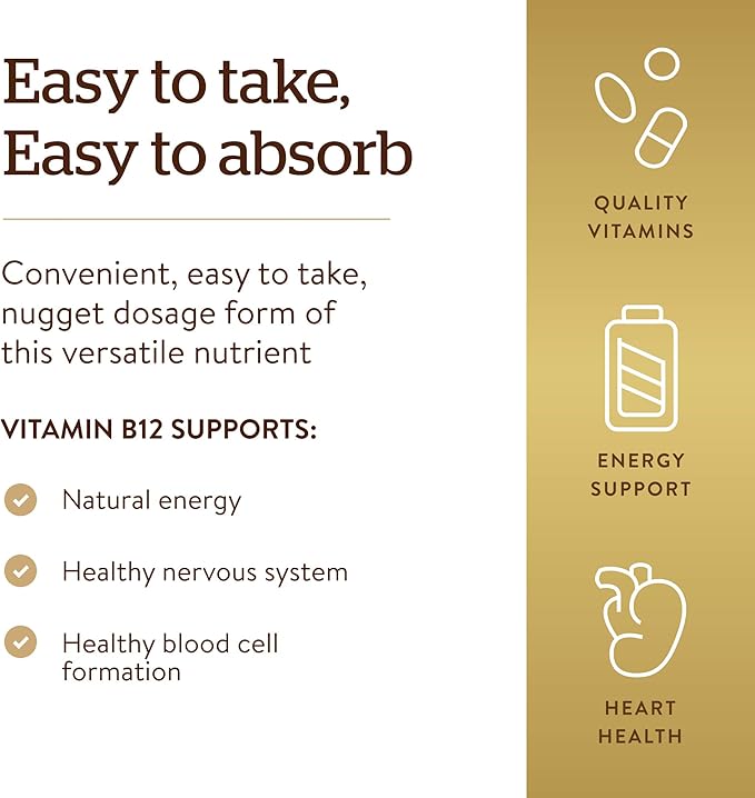 Solgar Vitamin B12 1000 mcg250 Nuggets-Supports Production of EnergyRed Blood Cells-Healthy Nervous System-Promotes Cardiovascular Health-Vitamin B-Non-GMOGluten Free-250 Servings(Pack of 2)