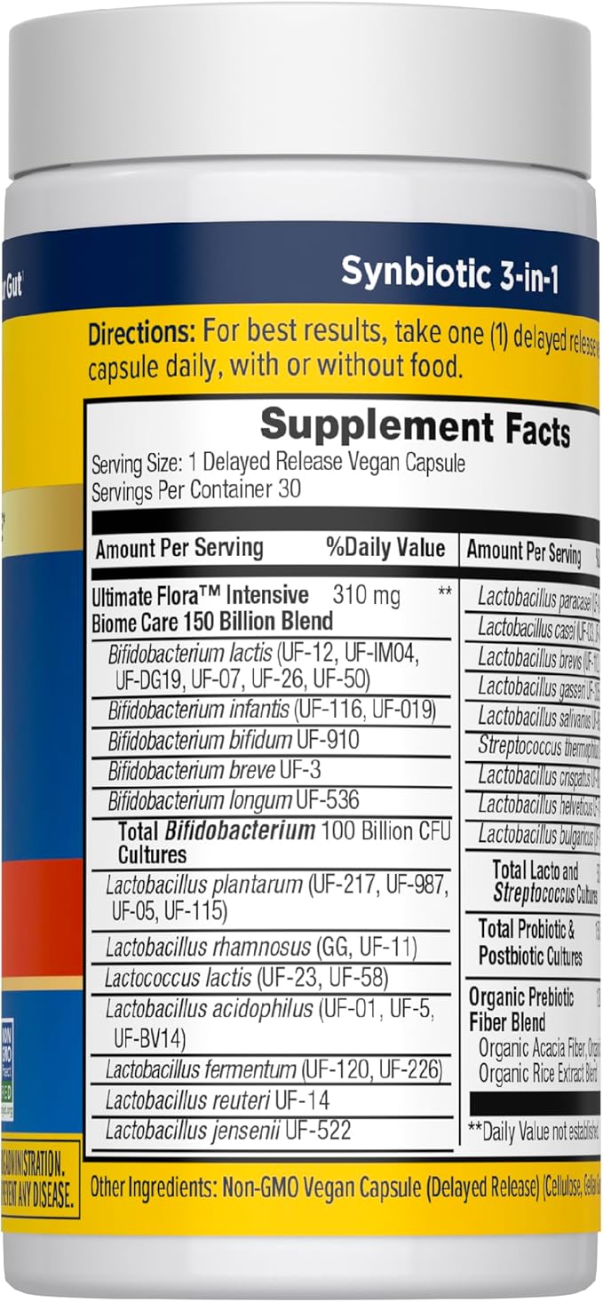 Renew Life Ultimate Flora Adult Ultimate Care Probiotic 150 Billion 30 Caps (Package May Vary)