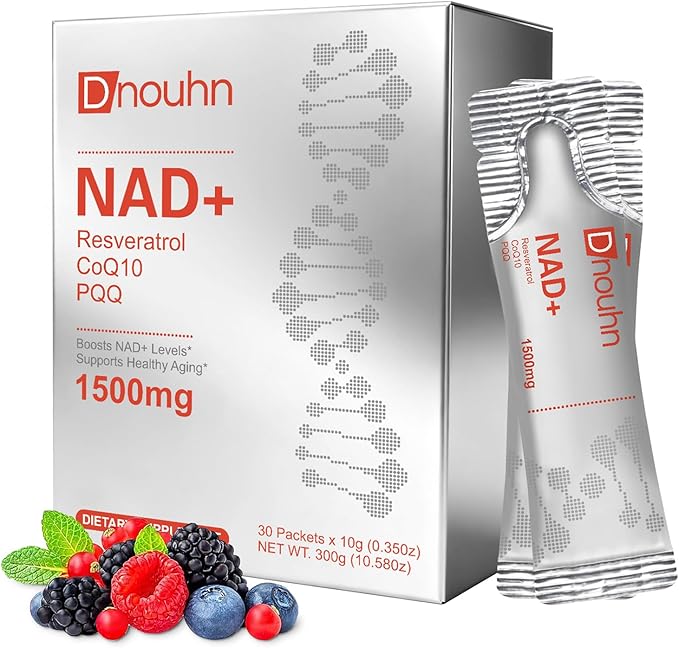 NAD Liquid Supplement 1500mg Nicotinamide Riboside &amp Resveratrol with PQQ NAD Supplement for Women &amp Men Boosts Cellular Energy Anti-Aging Immune Focus 30 Packets
