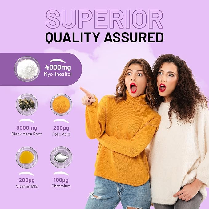 Myo-Inositol Complex 120 Vegan Tablets 7000mg per Serving with Black Maca Root Chromium Folic Acid and Vitamin B12 | Hormonal Balance for Women| Premium Quality by Prowise