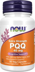 NOW Foods Supplements PQQ 40 mg with 200 mg Alpha Lipoic Acid Extra Strength 50 Veg Capsules