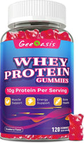 Whey Protein Gummies 10g Protein Chewables Supplements for Women &amp Men Muscle &amp Energy Support Bone Health Strawberry Flavor 120 Count