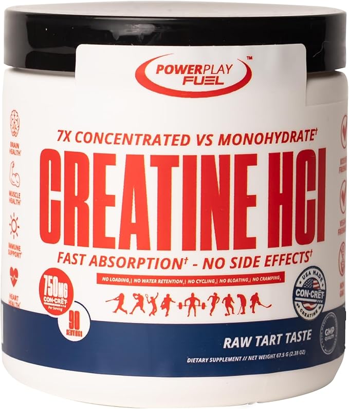 CREATINE HCl Powder for Men and Women Muscle Strength Brain Performance Heart Health &amp Immune Support - Raw Tart Taste 90 Servings