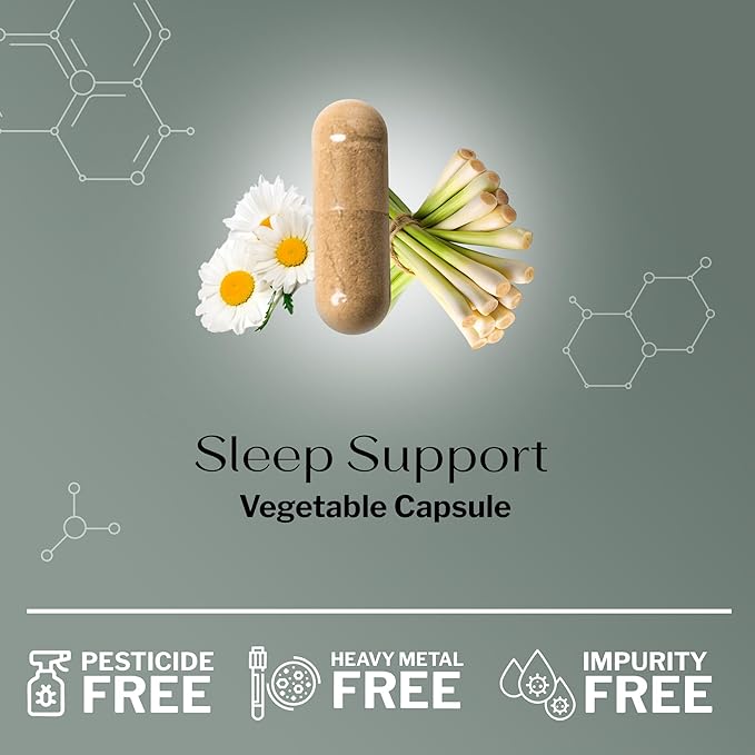 SugarMD Sleep Support Supplement – 60 Sleep Capsules with Lemon Balm Valerian Root Hops Extract Chamomile Extract &amp BioPerine – Non-GMO &amp Gluten Free – Sleep Supplememts for Adults (30-Day