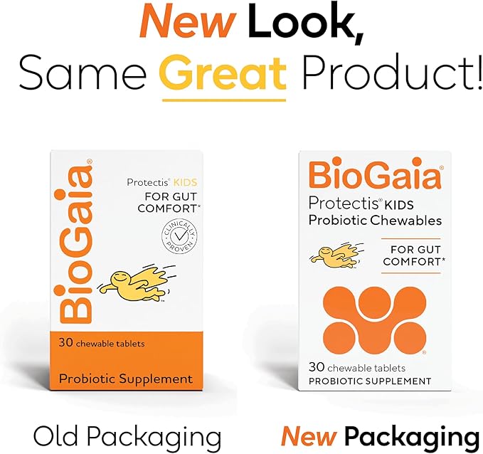 BioGaia Protectis Chewable Tablets for Toddlers Kids and Teens Occasional Stomach Pain Constipation Diarrhea and Regularity 30 Tablets 2 Pack