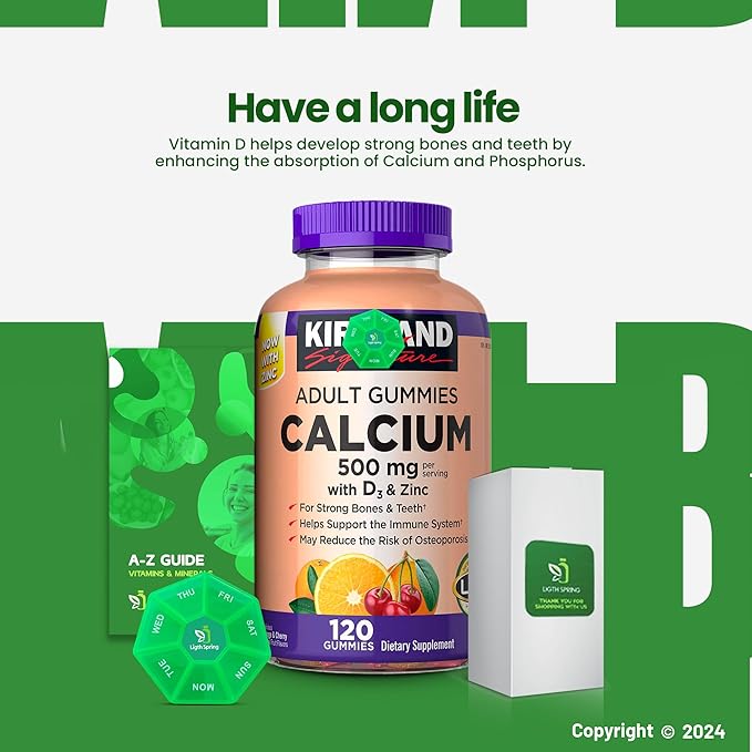 Calcium Gummies 500 mg with D3 &amp Zinc 120 Gummies with Exclusive Better Ligth&ampSpring Guide