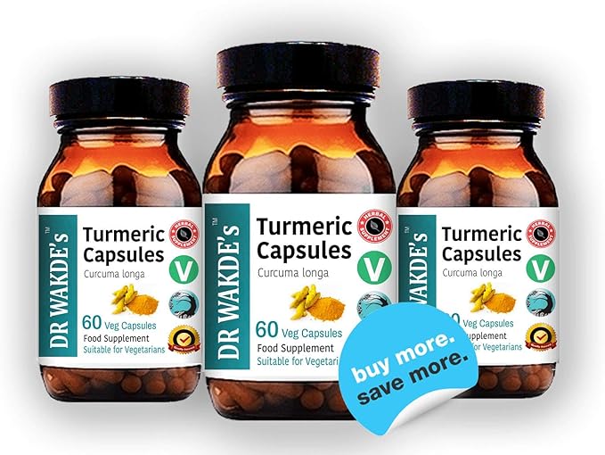 DR WAKDE'S Turmeric Capsules (Curcuma Longa 60 Veg Caps Plant-Based Supplement Ayurvedic Herb All Natural Vegan)