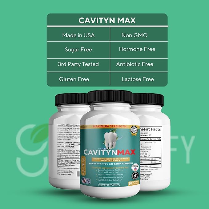 Cavityn Max Probiotic Supplement 40 Billion CFU 60 Capsules Digestive Health Support (3)
