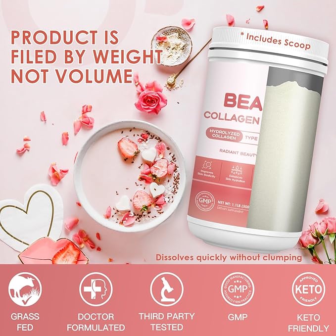 NATURE TARGET Beauty Collagen Peptides Powder for Women Multi Collagen Powder with Vitamin C Biotin Hyaluronic Acid – Unflavored Keto Friendly Easy Dissolve Non-GMO 50 Servings