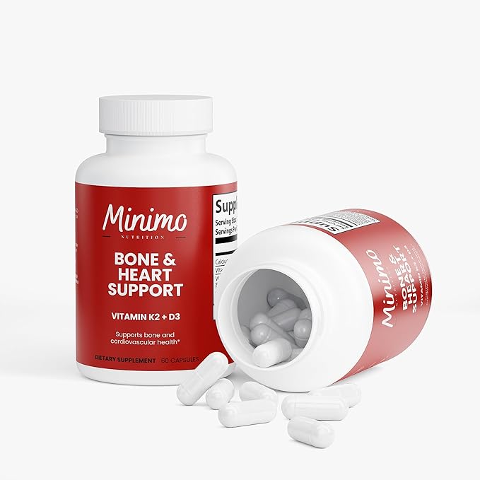Bone &amp Heart Support K2 + D3-3rd Party Tested Supports Bone and Cardiovascular Support 60 Capsules