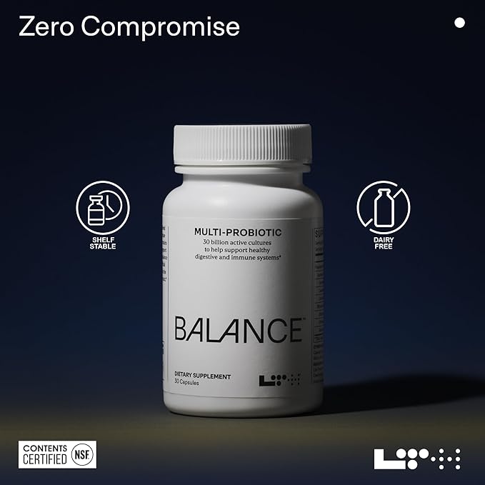 LTH Balance Multi Pro 30B Probiotic - Trusted by Life Time Members - 30 Billion CFUs - Dairy-Free &amp Shelf-Stable Supplement - Gut &amp Immune Support - 30 Capsules (30 Servings)