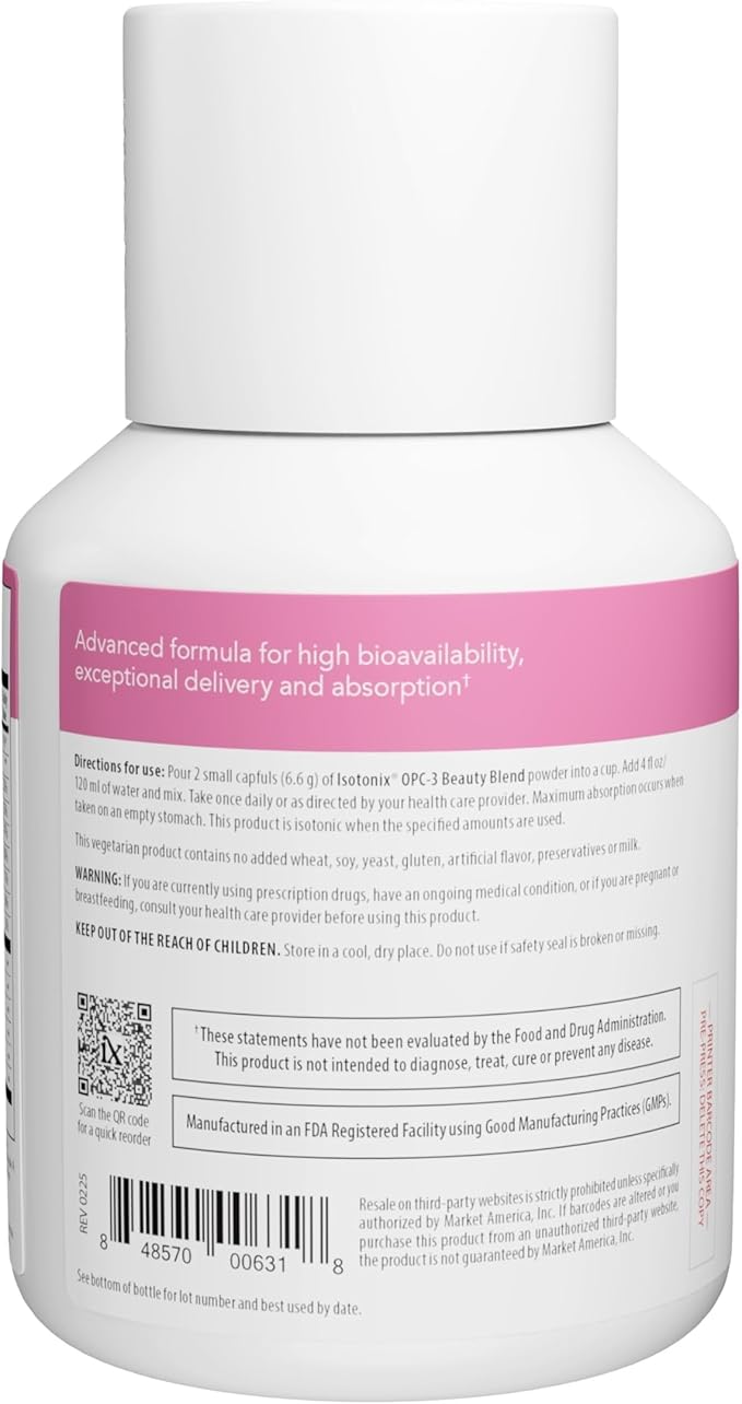 Isotonix OPC-3 Beauty Blend – Pycnogenol Grape Seed &amp Hyaluronic Acid for Skin Hydration Elasticity &amp Collagen Support Isotonic Powder Vegetarian 45 Servings