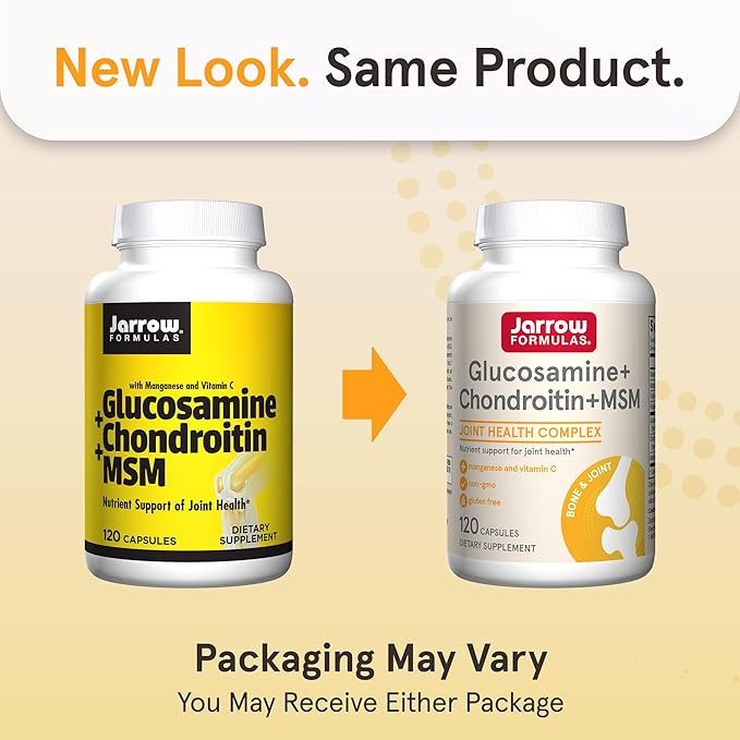 Jarrow Formulas Glucosamine Chondroitin and MSM Capsules Joint Support Supplement with Vitamin C and Manganese Bone &amp Joint Health 120 Capsules 30 Day Supply