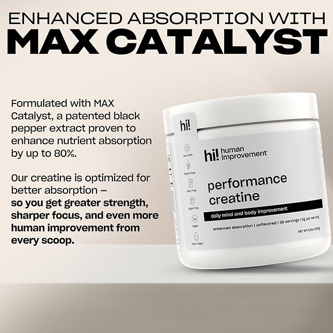Human Performance Creatine Powder | Micronized Creatine Monohydrate for Strength Energy &amp Focus | Supports Muscle Power &amp Endurance | 30 Servings