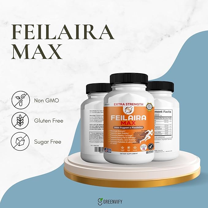 Feilaira Max Extra Strength Joint Support Supplement 1500mg Glucosamine 60 Capsules 20 Day Supply (2)