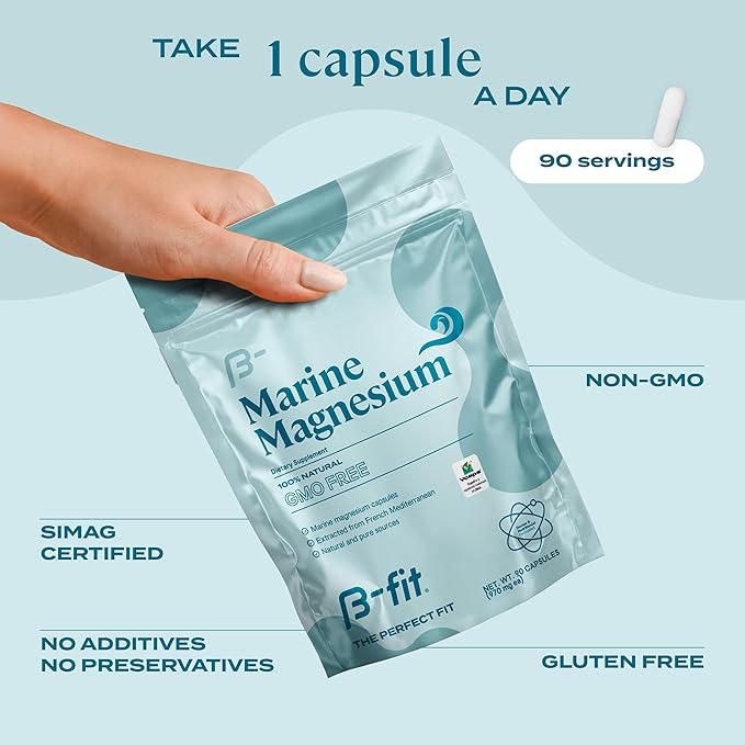Vegan Protein + Marine Magnesium - Pea Protein Powder 600g - Plant Based Protein Shake - Marine Magnesium - 90 Capsules 3-Month Supply - High Bioavailability