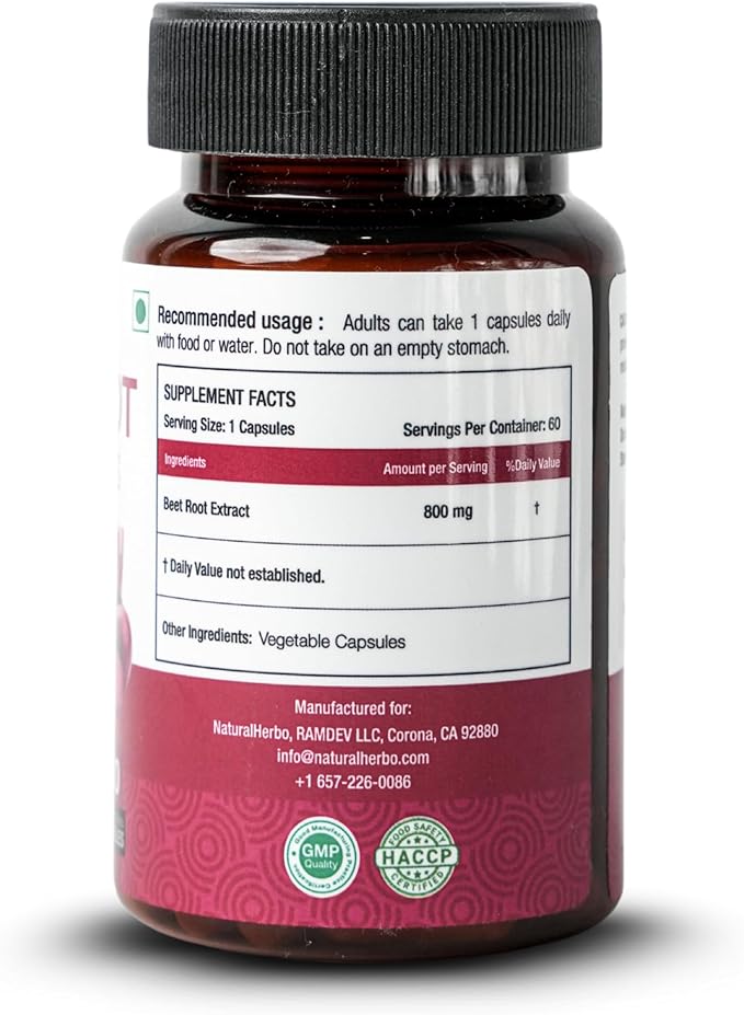 Beetroot Capsules 800mg Tablets | Heart Health Blood Pressure Support Supplement for Natural Energy &amp Antioxidant Boost Extract Supplement | Ayurveda Suggested (60 Vegan Capsules)