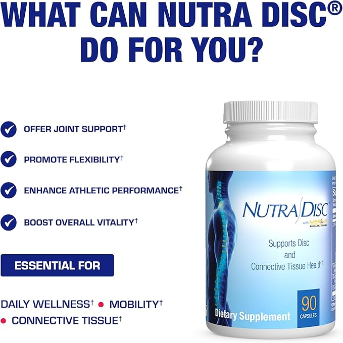 Nutra Disc &amp Joint Support Supplement - Clinically Formulated Restorative Cartilage Ligament and Tendon Supplement with Patented Meriva Curcumin &amp Glucosamine and Chondroitin for Adults - 45 S