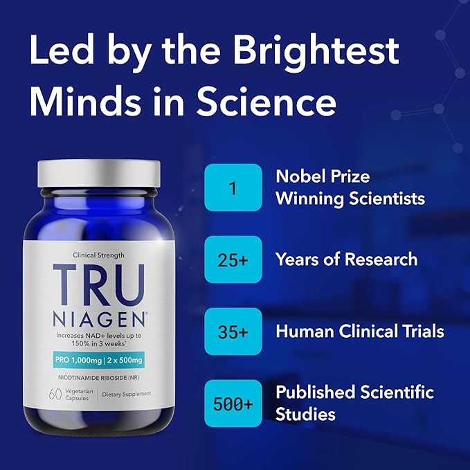 TRU NIAGEN 1000mg + Beauty Bundle. A Full-Spectrum Bundle for Clinical-Strength Daily NAD+ Support and targeted Beauty Actives for Healthy Skin Hair and Nails at the Cellular Level.
