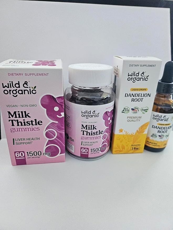 Wild &amp Organic Dandelion Root Tincture 2 fl oz &amp Milk Thistle Gummies