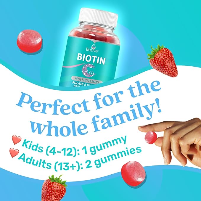 BeLive Biotin and Turmeric Gummies Supports Hair Growth Healthy Skin &amp Nails Immune Support and Mobility Support