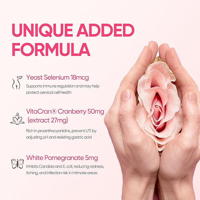 Vaginal Probiotics for Women pH Balance with Lactobacillus Probiotic &amp Cranberry White Pomegranate Women's Vaginal Health Supplement Healthy Vaginal Odor &amp Vaginal Flora 30Ct (Pack of 1)