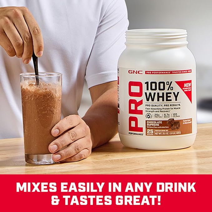 GNC Pro Performance 100% Whey Protein Powder | Supports Healthy Metabolism and Lean Muscle Recovery | Chocolate Supreme | 12 Servings