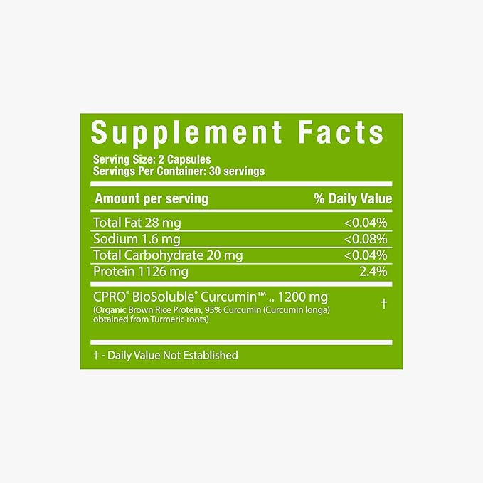 curcuminpro Complete Vegan | BioSoluble Brown Rice Protein &amp Organic Turmeric Curcumin Supplement | Plant-Based Formula for Daily Wellness | 60 Count