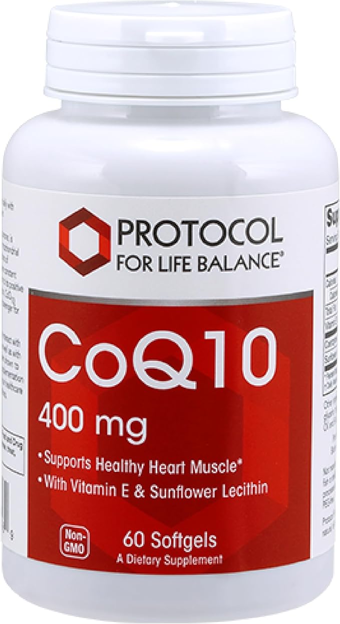 PROTOCOL FOR LIFE BALANCE CoQ10 400mg - with Vitamin E &amp Soy Lecithin - CoQ10 Supplement - Halal &amp Egg Free - 60 Softgels