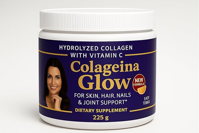 Colageina Glow – Collagen Powder 7.9 oz (225 g) | Daily Use Supplement with Collagen Vitamin C &amp Hyaluronic Acid | Neutral Flavor | Premium Quality Presentation for Everyday Routin Collageina 10