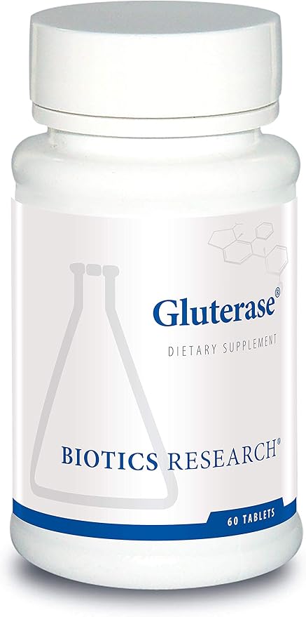 Biotics Research Gluterase Dietary Enzymes for Digesting Gluten Specialized Enzyme Preparation Tolerase Gut-Supportive Nutrients Okra Marshmallow Vitamin U Complex 60 Tablets