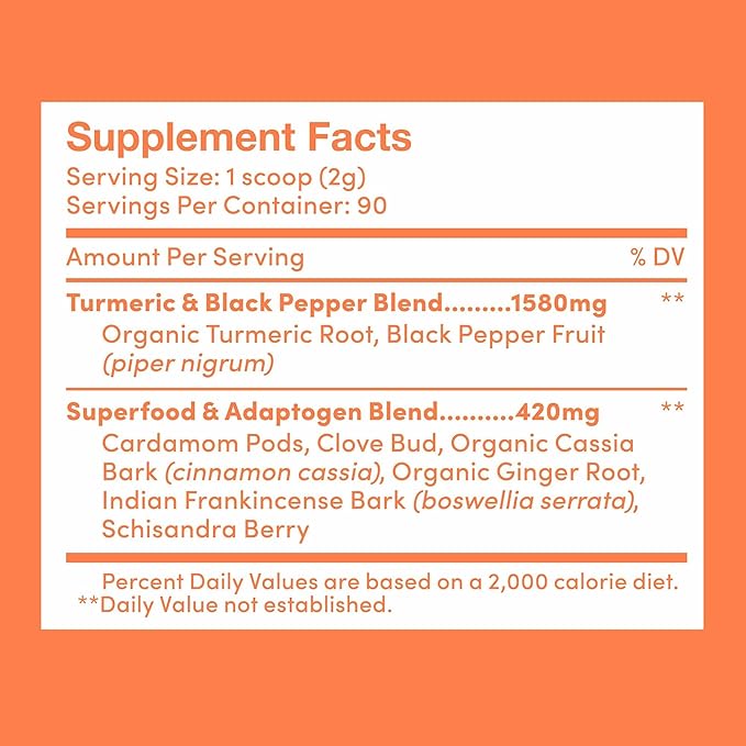 Further Food Superfood Turmeric Root Powder - Maximum Absorption Natural Immune Booster Golden Milk Blend Sugar Free Keto Vegan Non-GMO 6.35 Oz