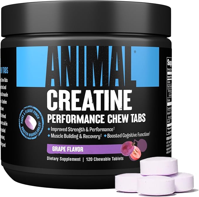 Animal Whey Isolate Whey Protein Powder – Isolate Loaded for Post Workout and Recovery &amp Creatine Chews Tablets - Enhanced Creatine Monohydrate with AstraGin to Improve Absorption