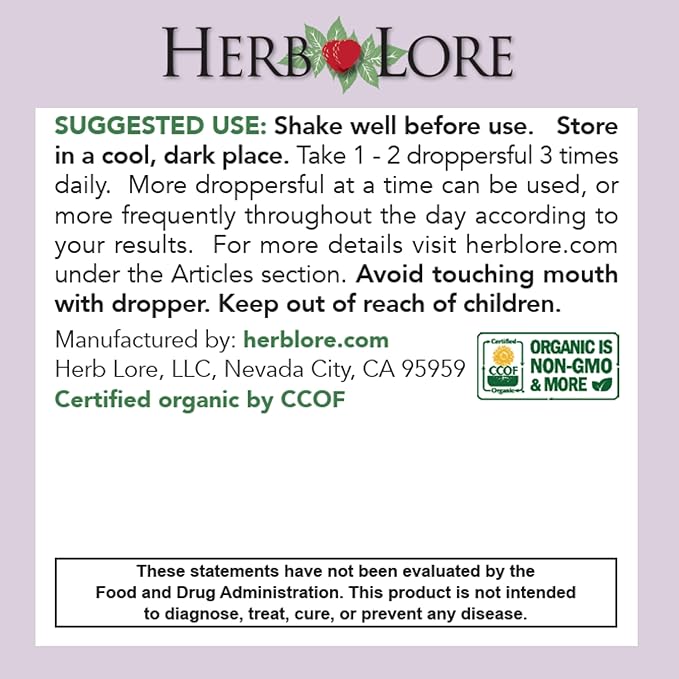 Herb Lore Organic Nursing Tincture - Liquid Lactation Support Drops to Increase Breast Milk Supply with Moringa and Fennel - Fenugreek Free Breastfeeding Supplement (4 fl oz)