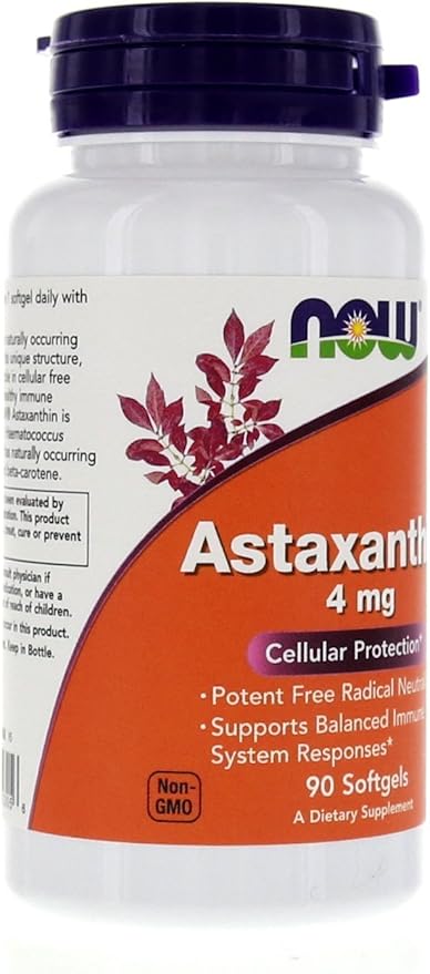 NOW Foods Astaxanthin 4mg 90 Softgels (Cellular Protection) (Pack of 2)