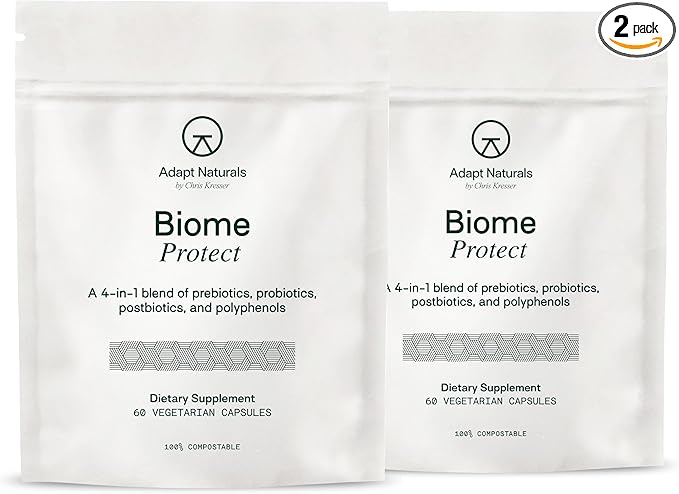 Adapt Naturals 4-in-1 Biome Protect Prebiotics Probiotics Supplement Postbiotics &amp Polyphenols for Microbiome Gut Health &amp Defense for Women &amp Men 60 Day Supply