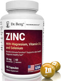 Dr. Berg Zinc 30mg Enhanced with Magnesium Vitamin D3 Selenium &amp Copper - Zinc Supplements for Men &amp Women - Chelated Zinc for Immune Skin Hair &amp Nails Support* - 60 Capsules