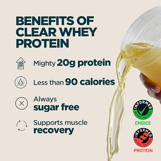Myprotein Clear Whey Isolate Protein Powder 20 Servings (1.1lbs) Tropical Dragonfruit 20g Protein per Serving Naturally Flavored Drink Mix Daily Protein Intake for Superior Performance