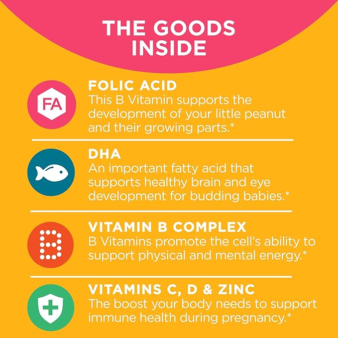 OLLY Ultra Strength Prenatal Multivitamin Softgels Supports Healthy Growth Brain Development &amp Probiotic + Prebiotic Gummy Digestive Support and Gut Health 500 Million CFUs Fiber