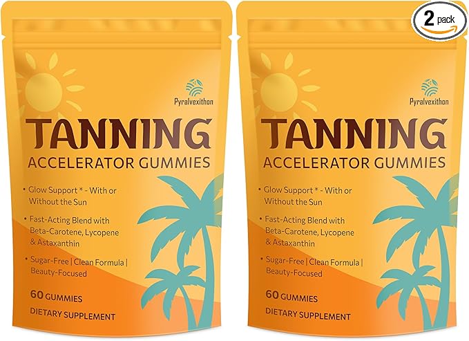 Tanning Gummies with Astaxanthin for Women and Men | Sunless Tanning Supplement with Beta Carotene Lycopene Collagen &amp Vitamins | Skin Radiance &amp Hydration | Vegan &amp Sugar Free - 120 Cou