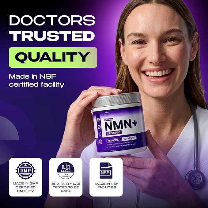 NMN Supplement with NAD+ and Resveratrol - 10000MG Extra Strength | NMNH Alternative | NAD Liposomal Supplements for Men and Women - Supports Cellular Energy | 90 Capsules 3 Months Supply