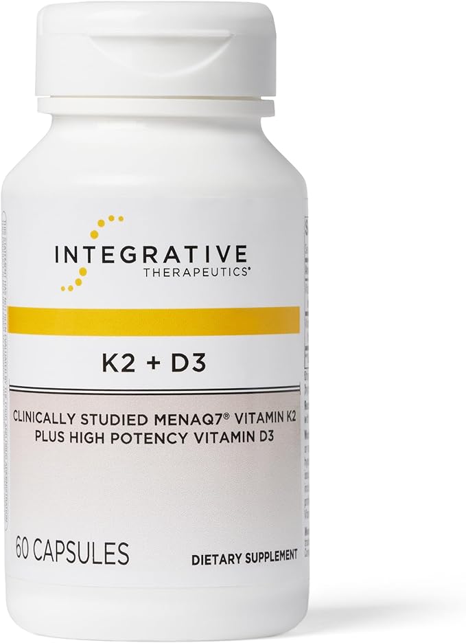 Integrative Therapeutics K2 + D3 - Supplement for Heart Health &amp Bone Strength* - Daily Vitamins for Calcium Absorption - Supports Vitality - Dairy-Free &amp Gluten-Free - 60 Count (60 Servings)