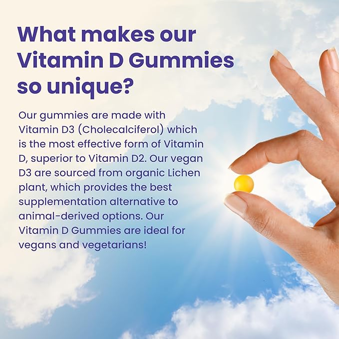Calm by Wellness Vitamin D Gummies for Adults Vitamin D3 Gummy Vitamins for Bone and Immune System Support Lemon Flavor 30 Count