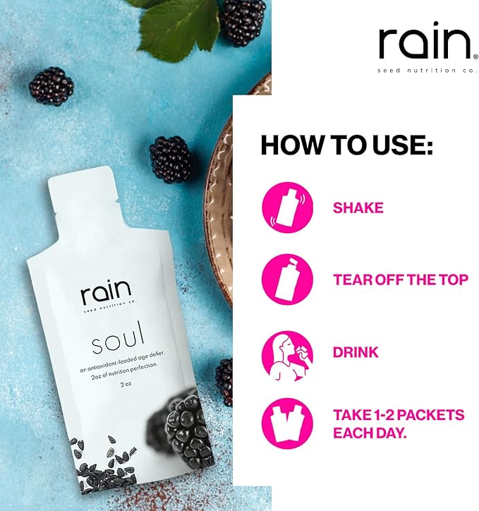 Rain - Soul - Super Supplement with Powerful Nutrients &amp Vitality-Boosting Ingredients for Wellness &amp Immune Support - 2 Boxes (60 Pouches)